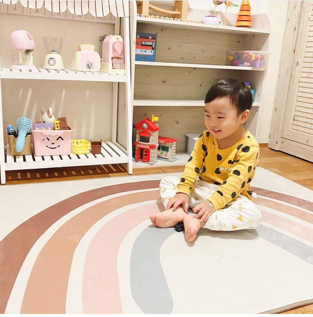 Cute Baby Teppich, Kaschmirimitat Regenbogen-Krabbeldecke,Baby Spielmatte Kinderteppich Decke Baby Aktivität Raumdekoration Crawling Decke Pad 145 * 105CM