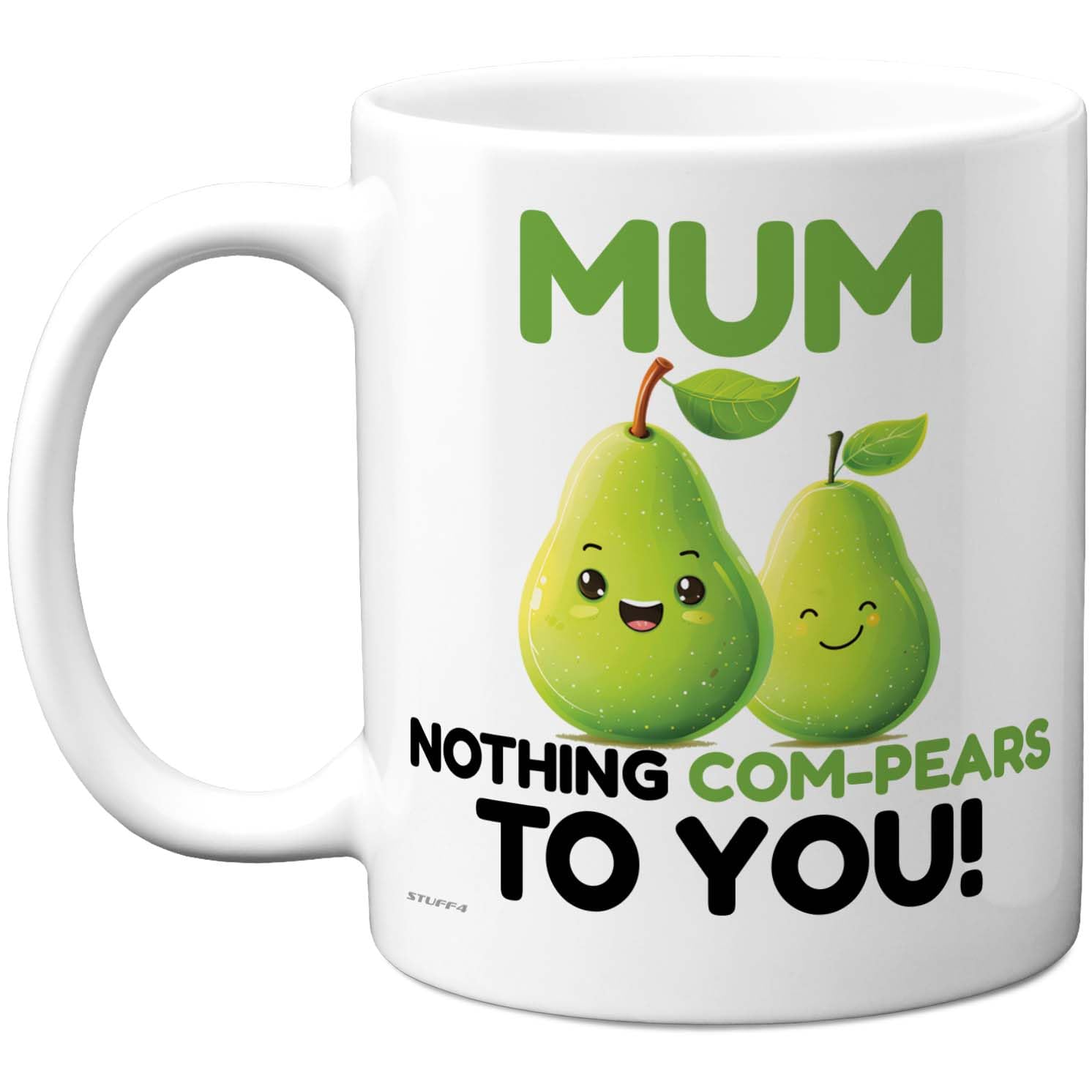 Stuff4 Funny Mum Mug - Cute Pear Fruit Motif with Com - Pears Slogan - Light-Hearted Gift for Mother's Day - 11oz Ceramic Gloss Mug