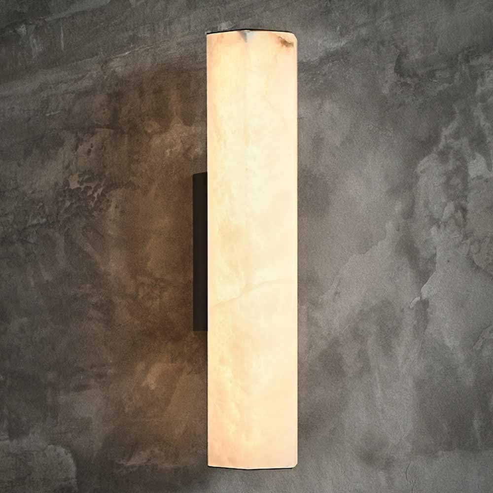 Kinkiet wewnętrzny 40 cm (15,7 cala) alabastrowy mosiądz czarny i marmurowy styl wydłużony idealny do łazienki salonu sypialni korytarza schodów lub kuchni