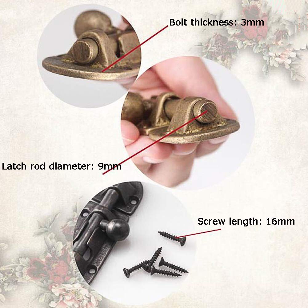 Loquet De Porte, Serrure De Porte Coulissante En Laiton Vintage Boulons De Fenêtre De Porte Antique Boucle Ferrures De Quincaillerie De Serrure Coulissante