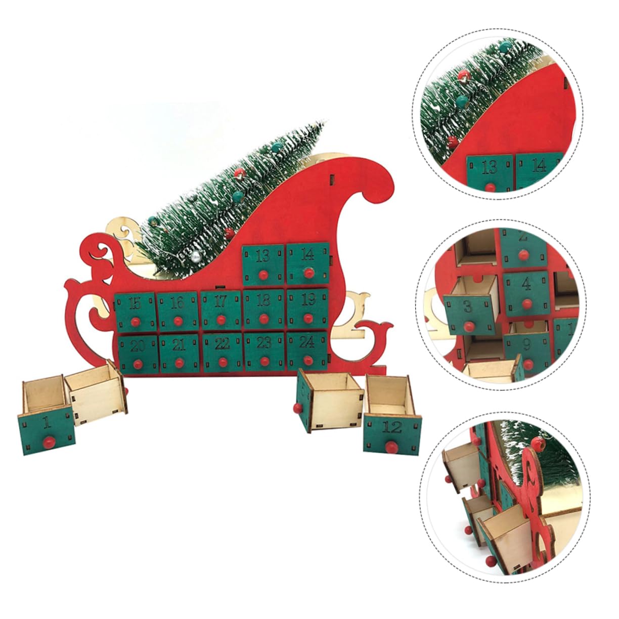 Weihnachtskalender mit Grünem Klassischem Design Adventskalender zum Befüllen für Schlafzimmer und Laden als Festliche Weihnachtsdekoration