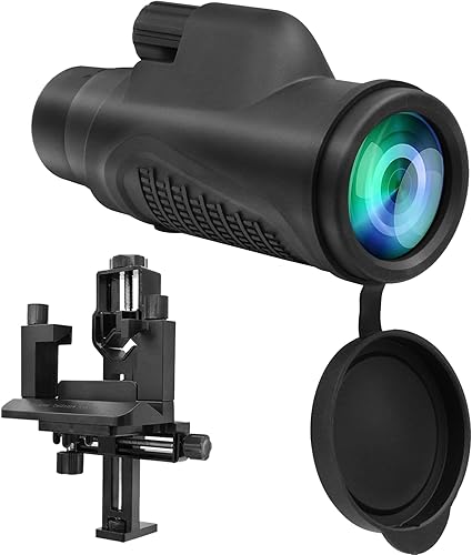 Tydeux Telescopio monocular impermeable de 12 x 50 prisma K9 y soporte universal para cámarateléfono inteligente, montaje de adaptador de