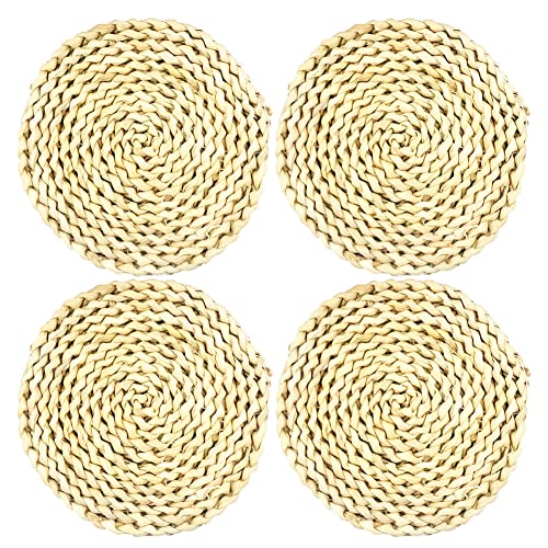 ZHSH - Juego de 4 manteles individuales de corteza de maíz (18 cm), diseño redondo