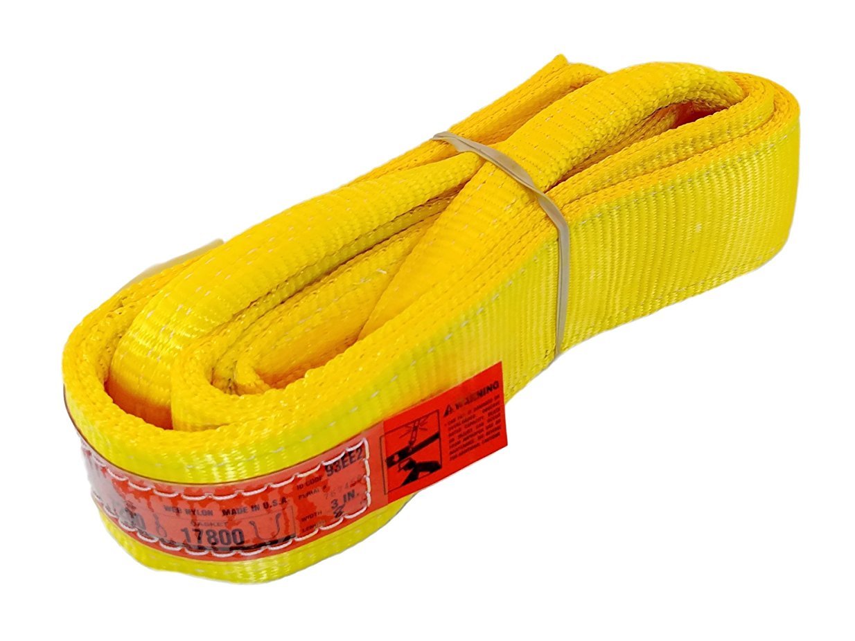 DD Sling 3 Inch x 8 Foot Nylon Lifting Sling – USA Made, 8,900 lb Vertical, 7,200 lb Choker, 17,800 lb Basket – 2-Ply Heavy Duty 900 Webbing, Type 4 Twisted Eye & Eye Rigging Sling