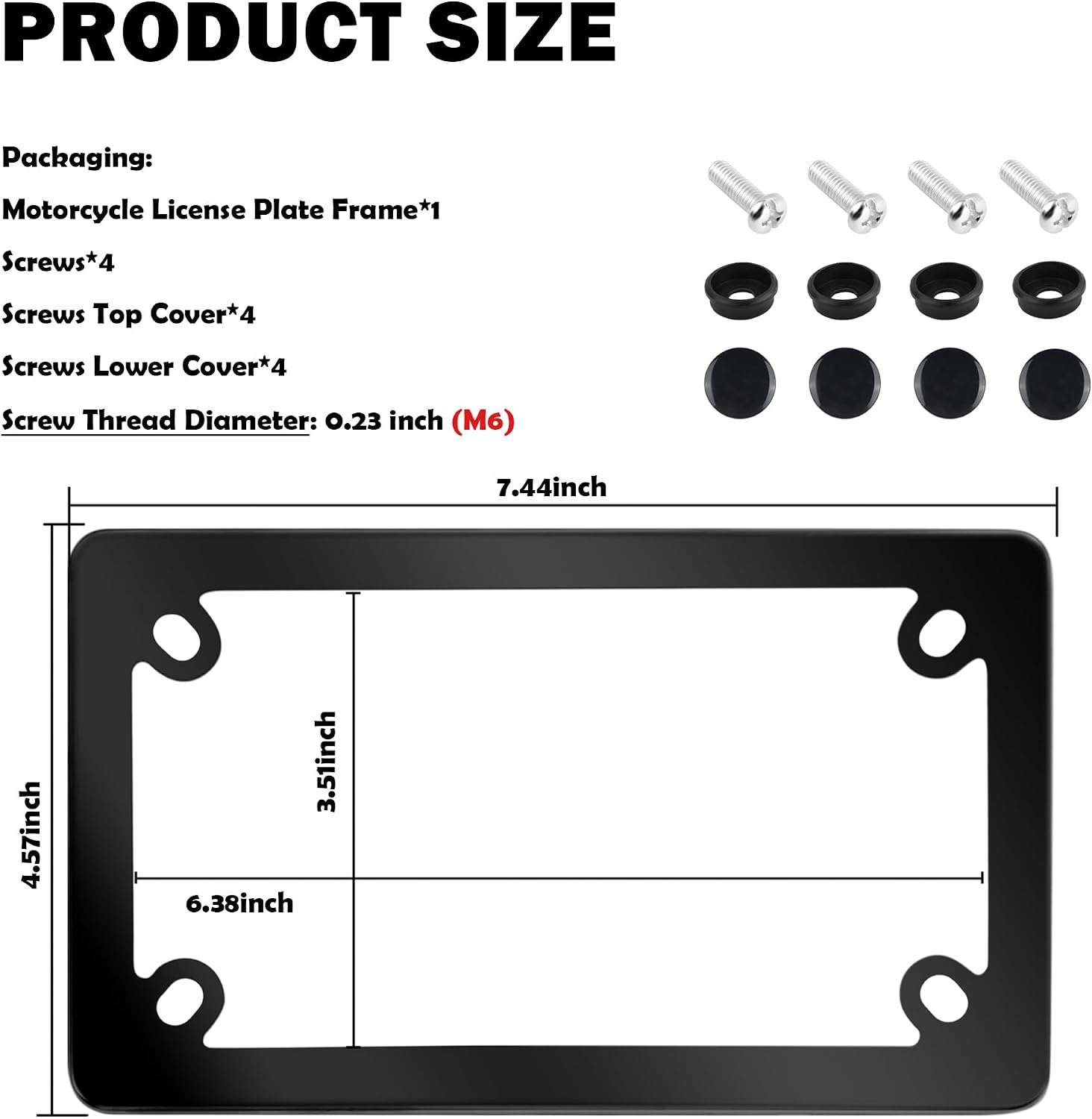 Motorcycle License Plate Frames Kit,Stainless Steel Motorcycle Licence Plate Frame Holder with Carbon Fiber Trim Pattern Includes Screws,Personalized License Plates Frame for Motorcycles (Black)