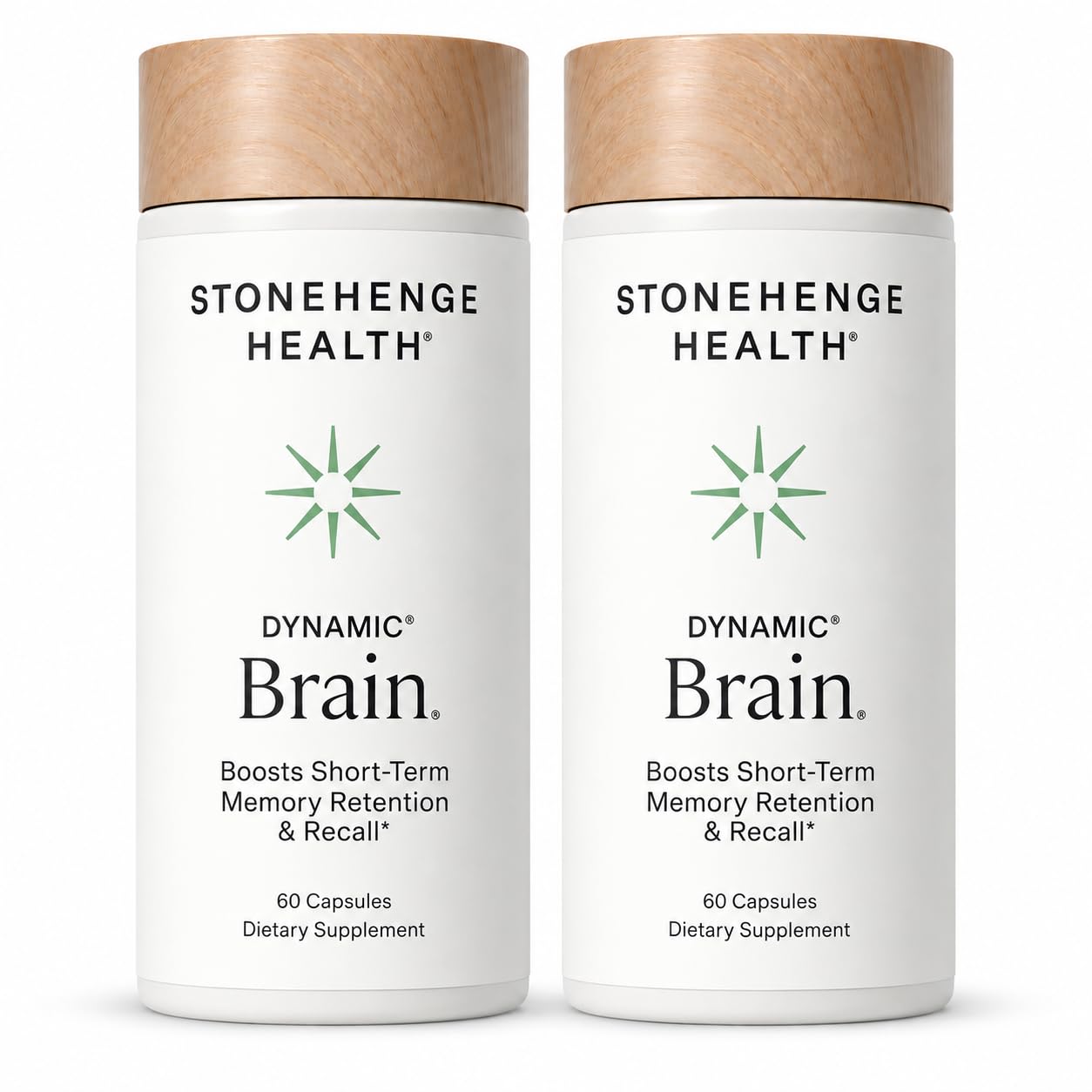 Stonehenge Health Dynamic Brain | Nootropic Supplements for Memory and Focus | BacoMind® Bacopa Loins Mane Huperzine A - 60ct (Pack of 2)