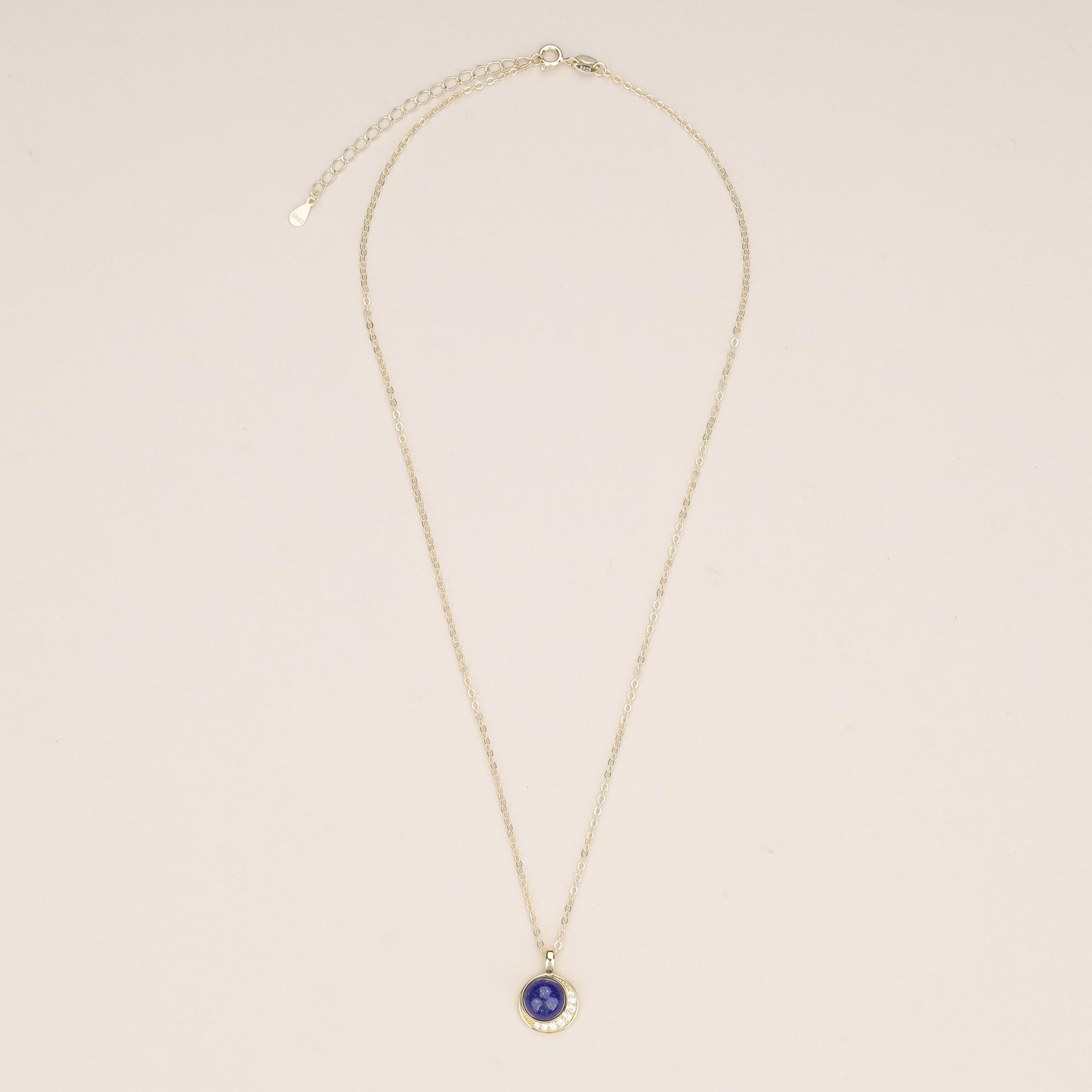 COAI Collana Argento 925 da Donna Placcato Oro 14K con Ciondolo Luna Crescente, Collana da Donna in Pietre Naturali e Zirconia Cubica