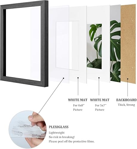 Vista 503 de Egofine Portarretratos de 9 x 12 pulgadas hecho de madera maciza con plexiglás, fotos de 5 x 7/6 x 8 con paspartú o de 9 x 12 pulgadas sin paspartú