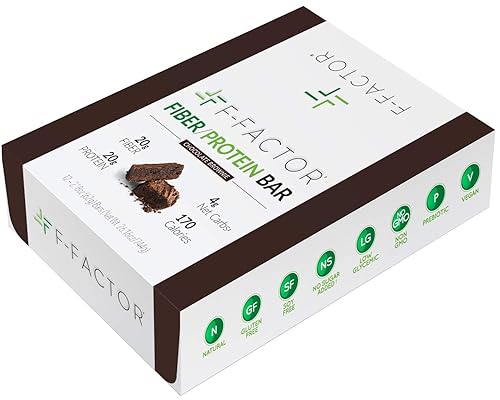 F-Factor Barra de proteína de fibra de brownie de chocolate alta fibra alta en proteínas baja en carbohidratos sin gluten baja en azúcar vegano sin