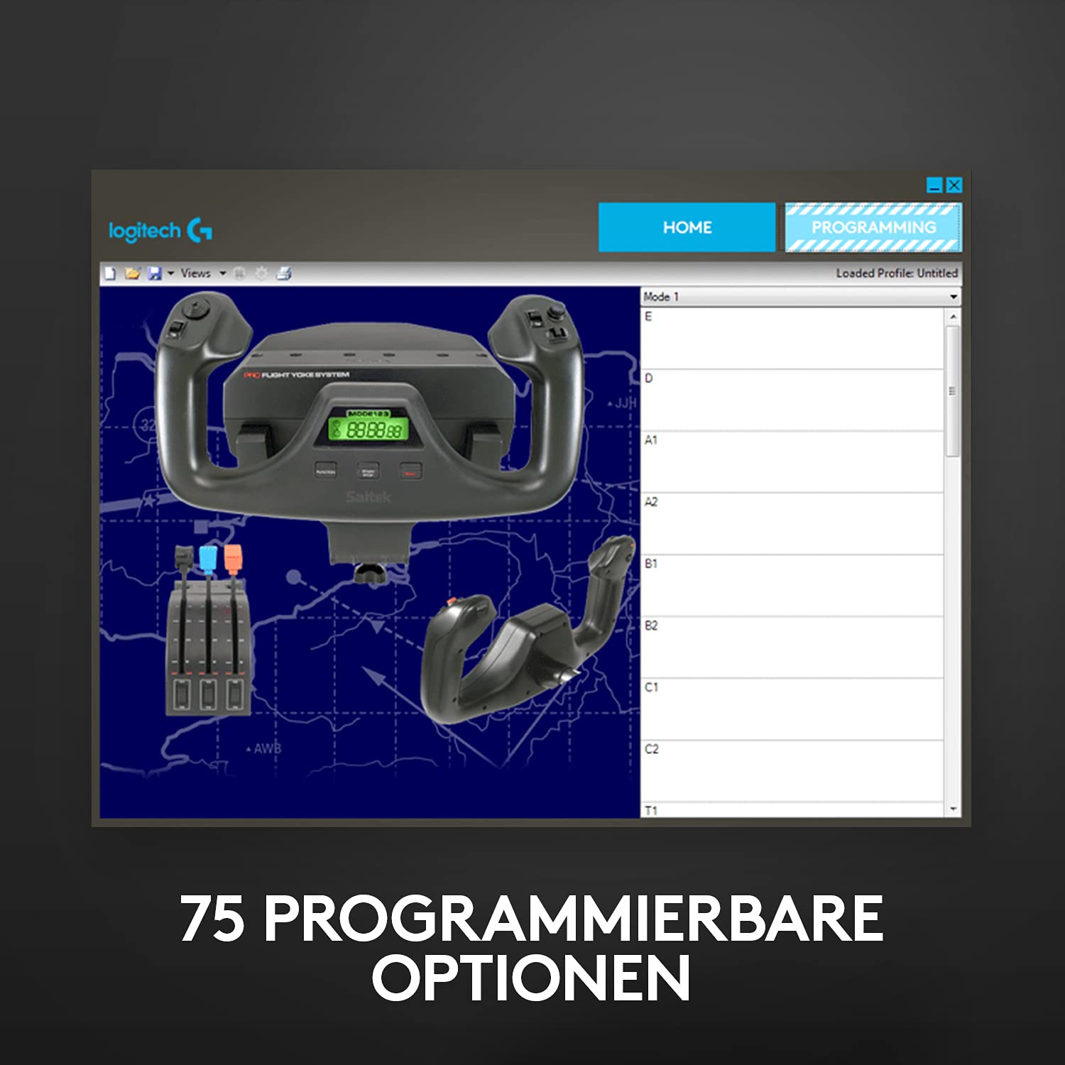 Logitech G Saitek Pro Flight Yoke System Steuerhorn Schubregler Throttle Quadrant 5 Achsen Edelstahl USB PC Schwarz