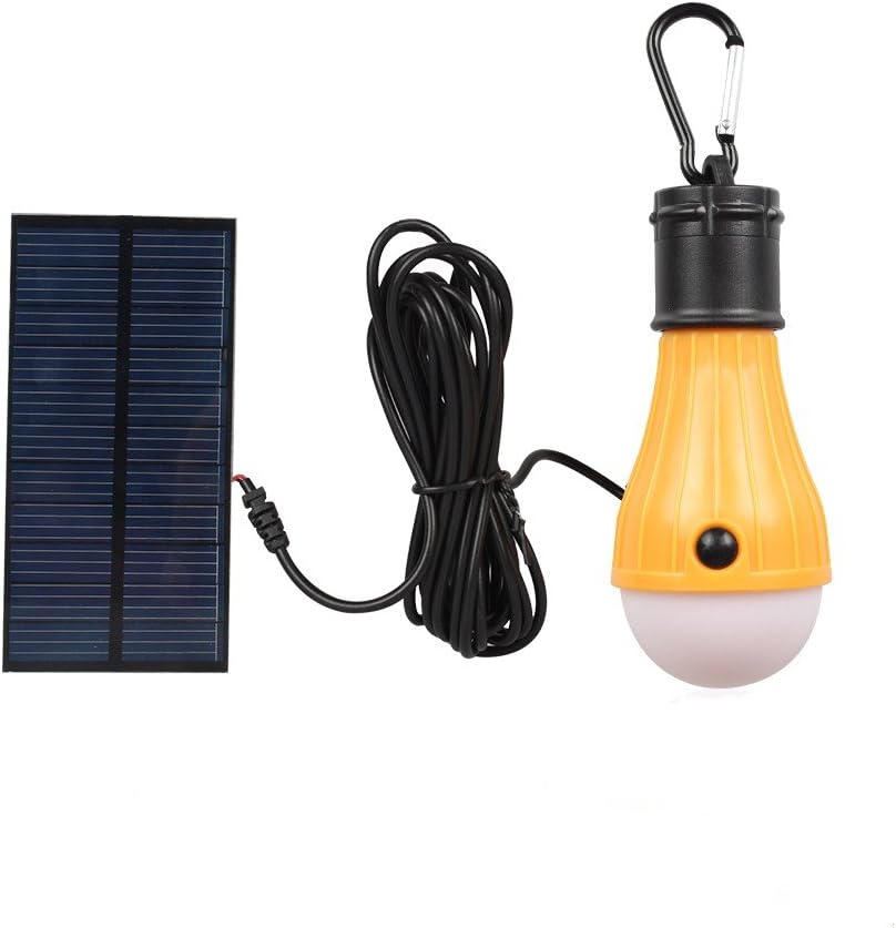Portable Solar Light Bulb, Dimmable 165LM Solar Powered Lights Emergency Lights with 1000mAh Rechargeable Battery for Outdoor, Hiking, Camping, Tent, Home, Chicken Coop (Yellow)