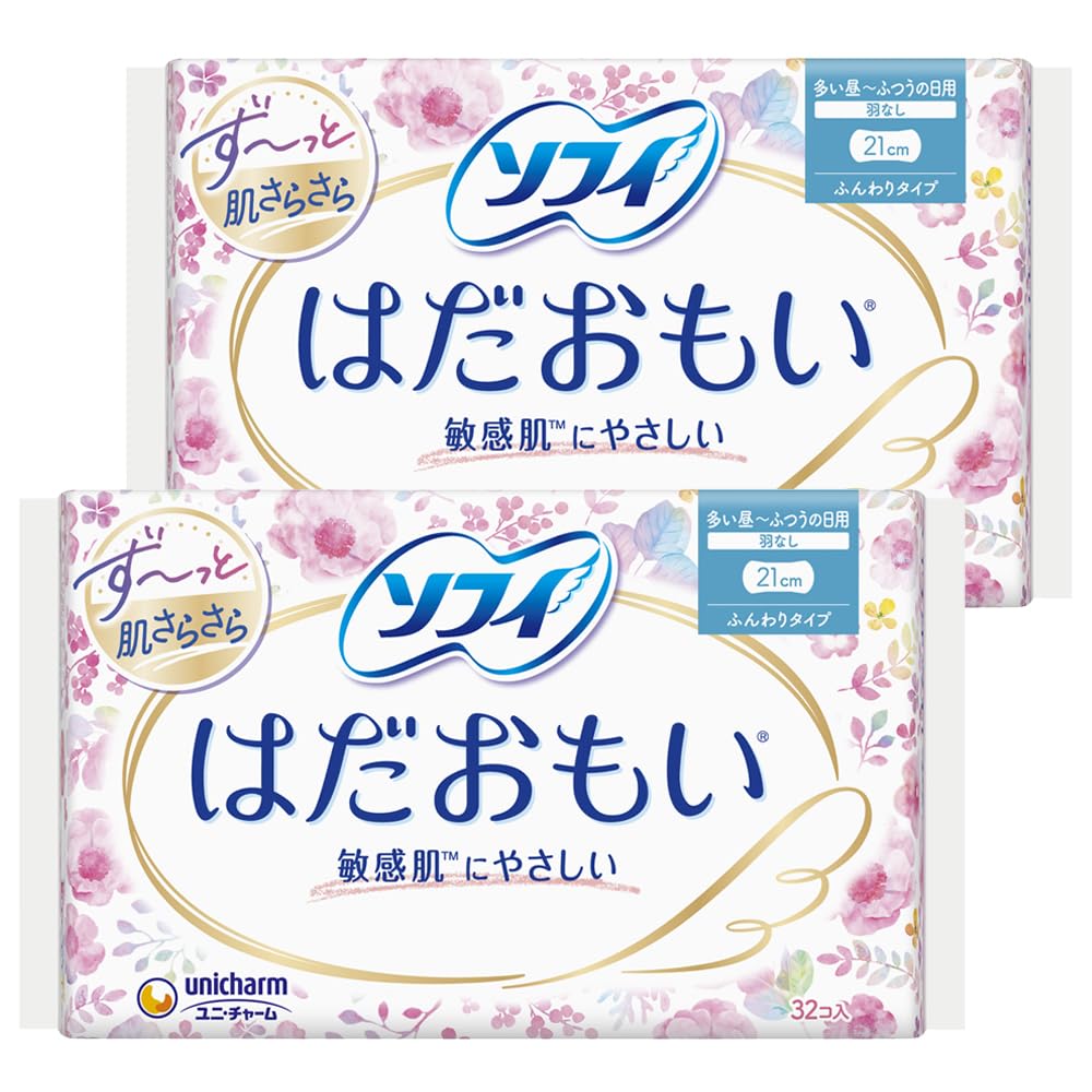 ソフィ Sofy 【まとめ買い】 はだおもい 多い昼用 羽なし 21cm 32コ入×2個パック(unicharm Sofy)