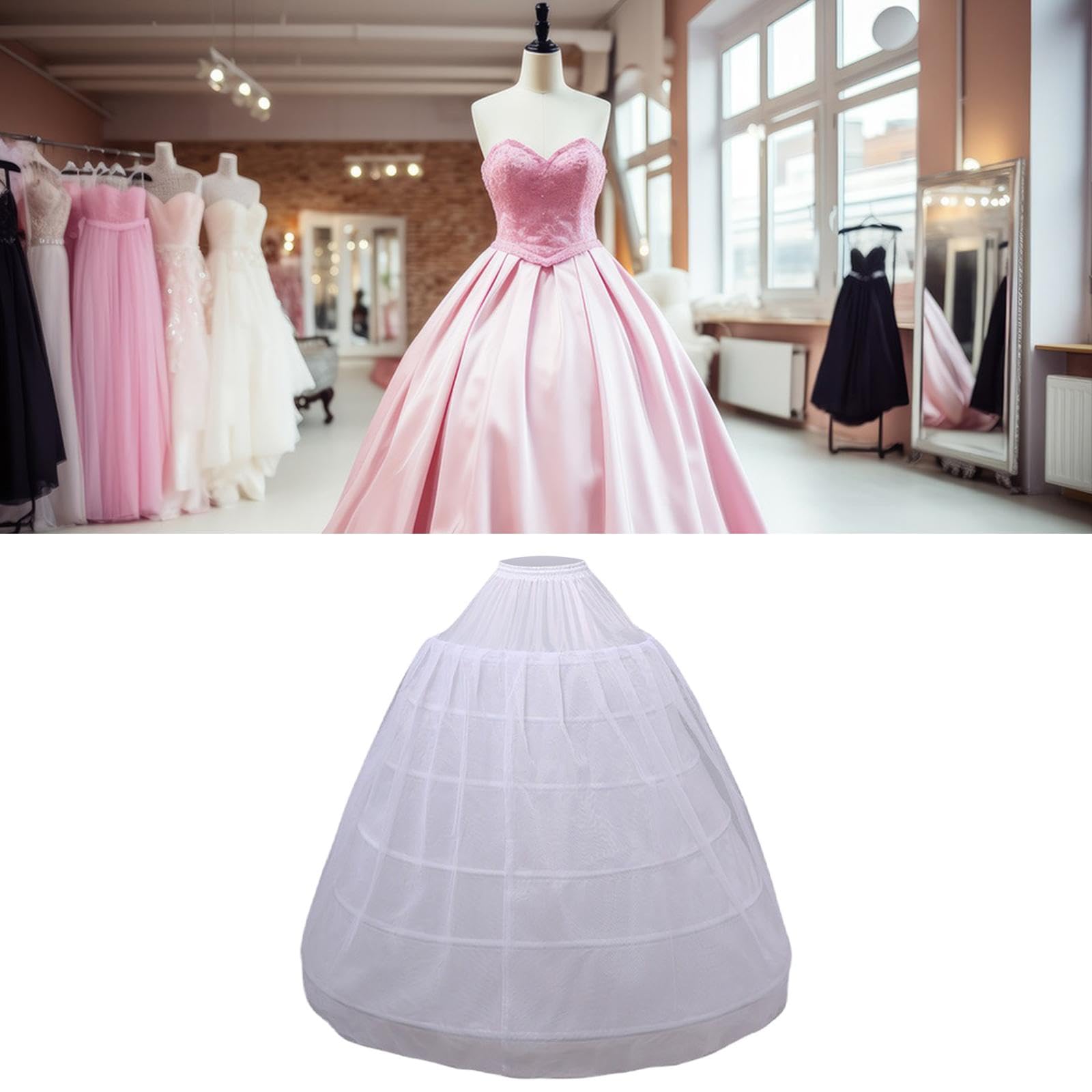 Jojomis Crinoline Punto Bianco per Vestiti | Tessuto resistente, struttura a cerchio, forma perfetta