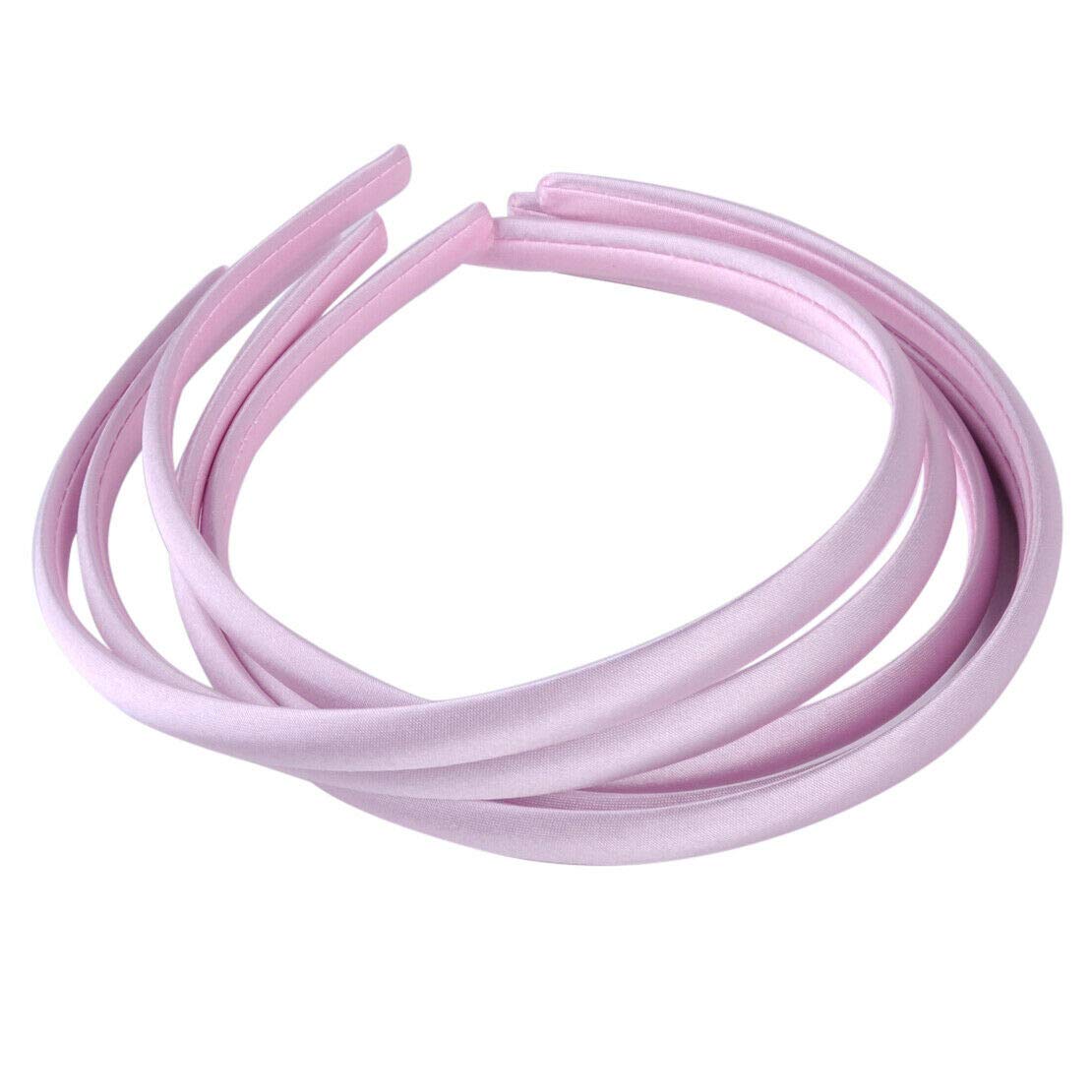 MOPOLIS 10mm Women Girls Covered Satin Headband Plastic DIY Hair Accessory | Color - Pink