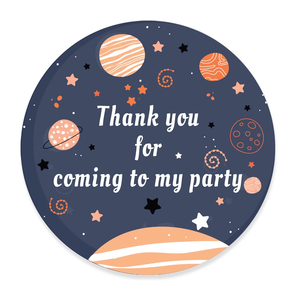 Space Party Bag Stickers (45 mm) Round Paper Thank You for Coming to My Party Stickers for Gifts, Sweet Cones, Cake Boxes Papa Prints®