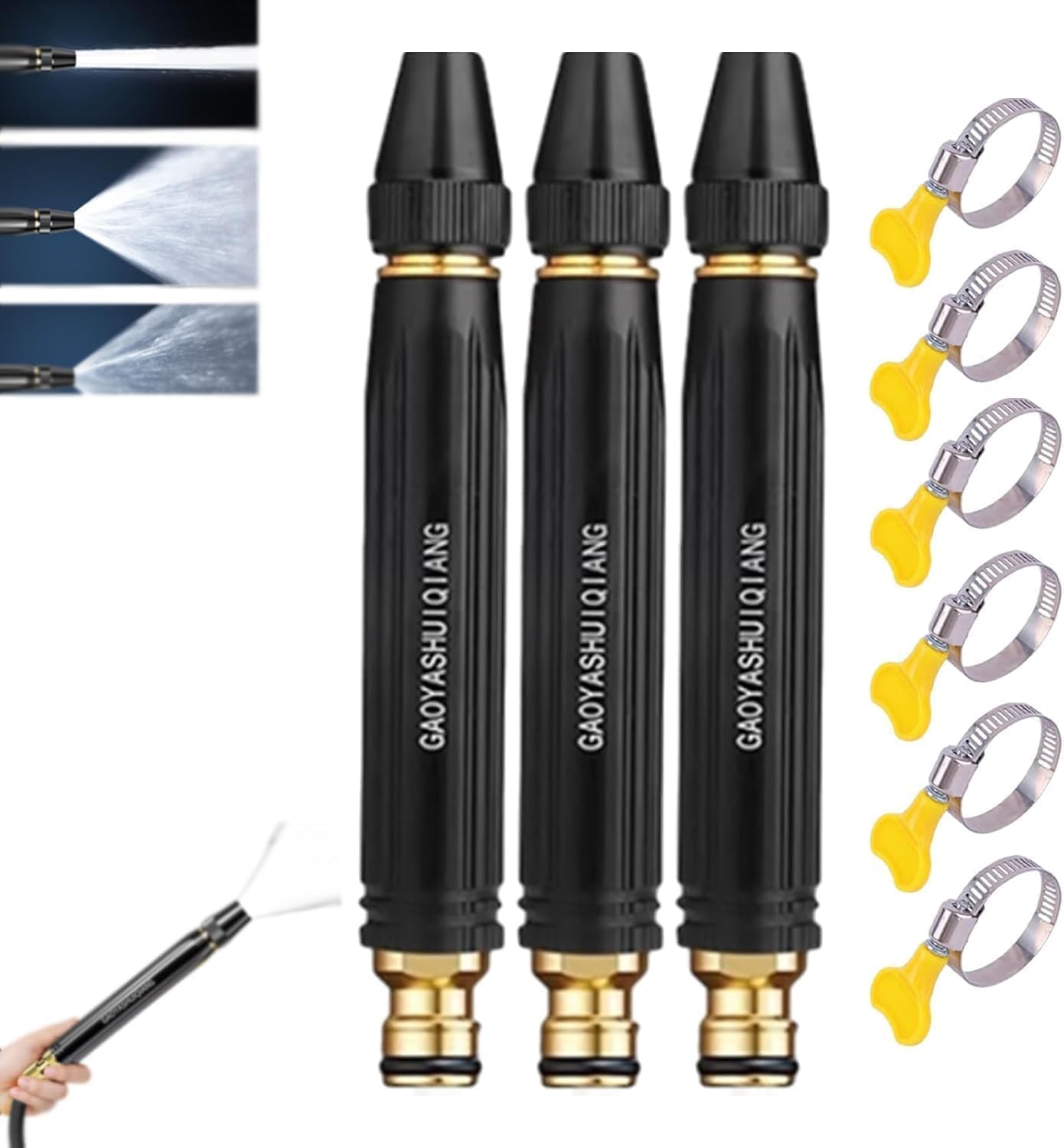 Home High-Pressure Car Wash Water Gun with Booster Nozzle and Hose, Powerful Gaoyashuiqiang Washer for Car Cleaning, Watering Plants, Driveway & Patio, with Adjustable Pressure Pattern (A 2pack) — view 12