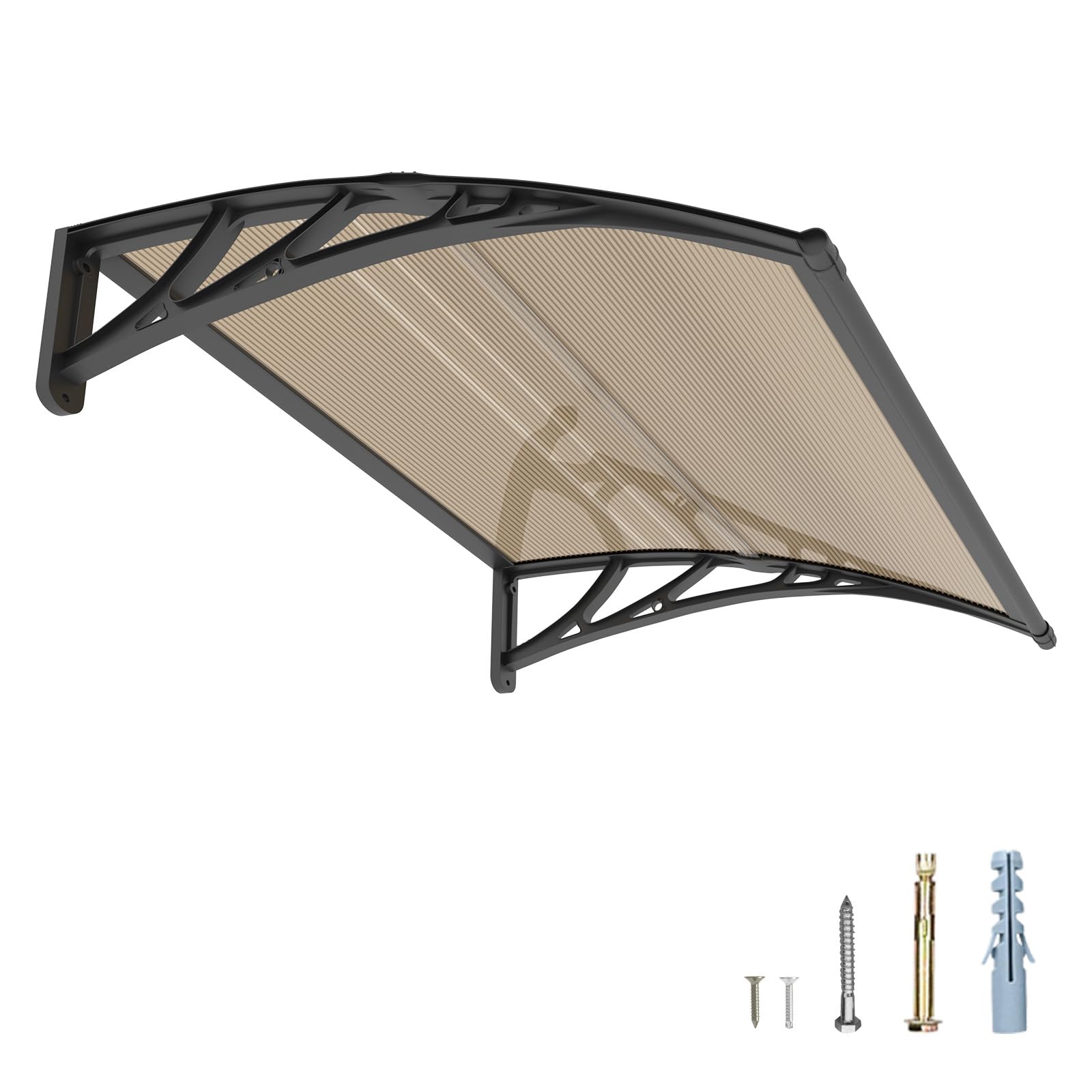Pensilina da Esterno, 100x80 cm Tettoia per Finestre in Policarbonato - Protezione UV, Pioggia, Neve e Sole per Patio, Giardino e Portico