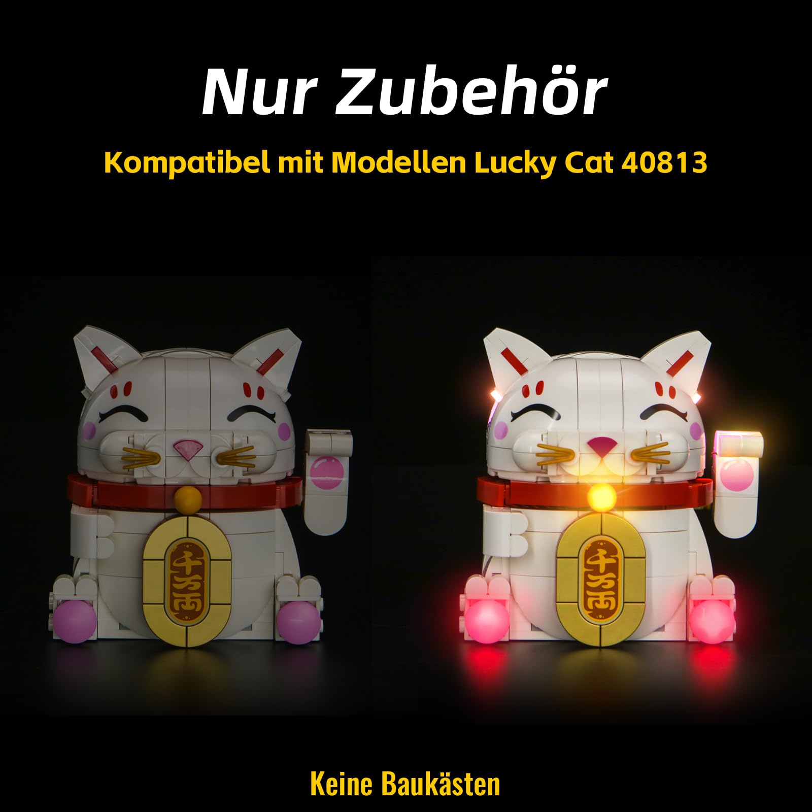 Kit d'éclairage LED compatible avec Lego 40813 Lucky Cat (pas de modèle), kit d'éclairage décoratif compatible avec Lego Lucky Cat