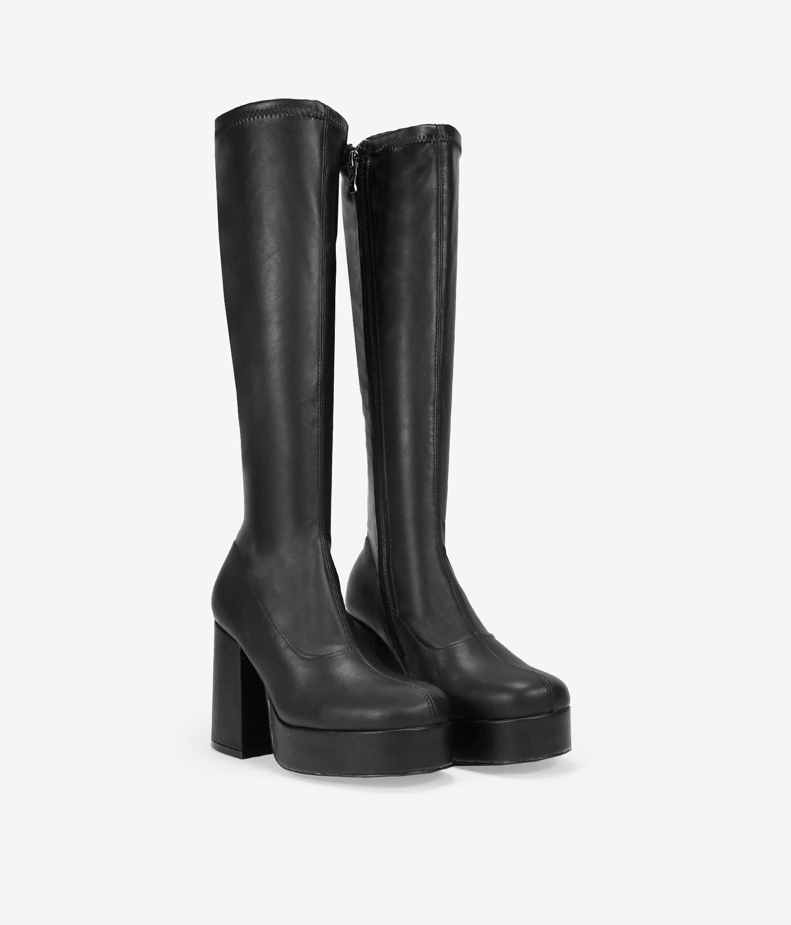 BOSANOVA Botas Altas con caña de 39.5 cm y Suela de Plataforma con tacón Ancho. Cierre con Cremallera. Calzado para Mujer