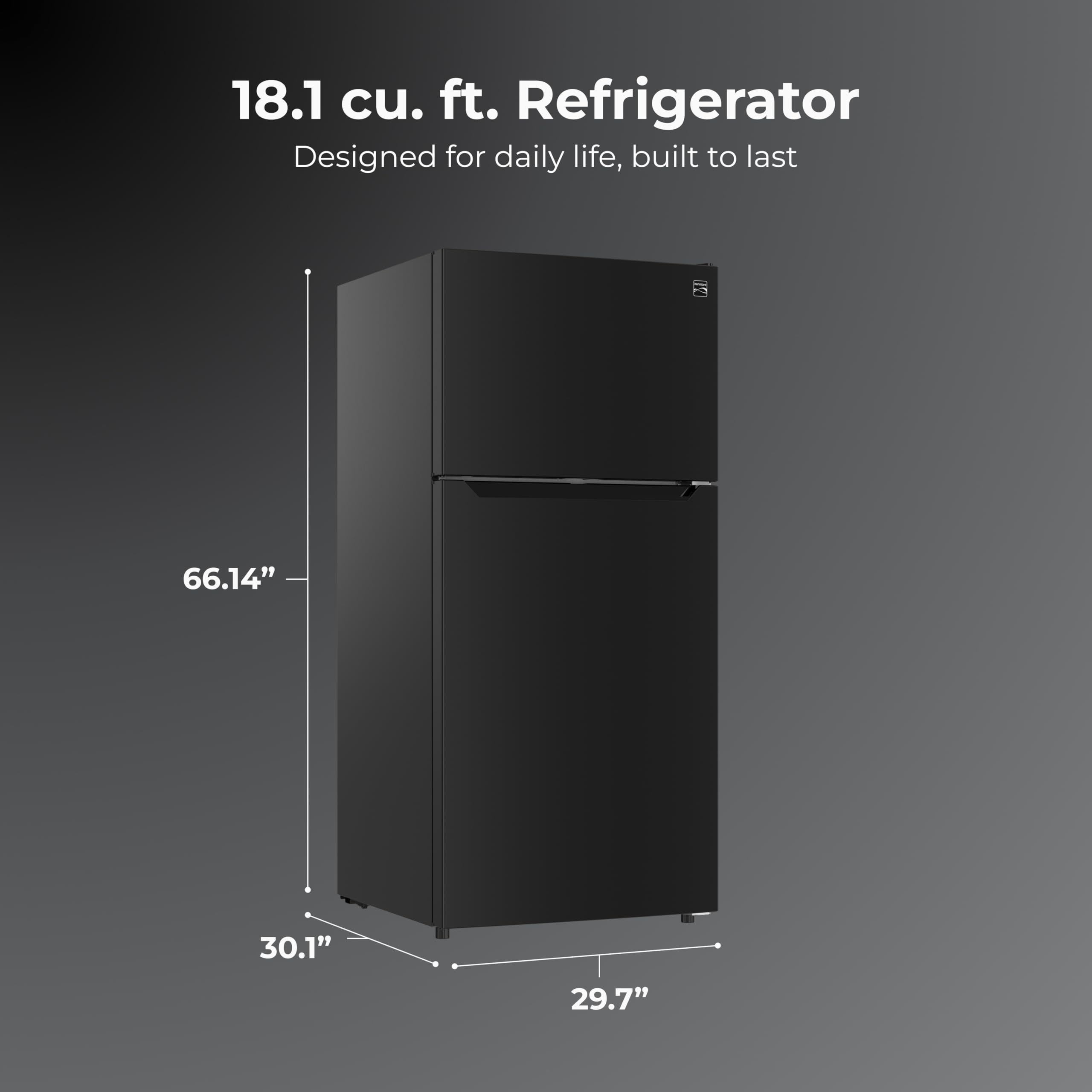 Kenmore 30" Top Mount Refrigerator with Freezer - Adjustable Shelving, Humidity-Controlled Crispers, LED Lighting, ENERGY STAR Certified, Garage Ready, 18.1 cu. ft. Capacity - Black on Fridge.com