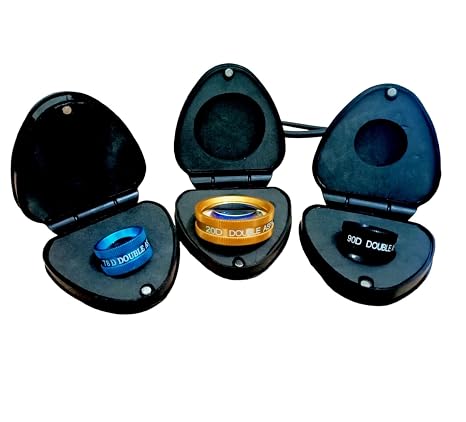 Double Aspheric Lens Set for Optometry and Ophthalmology, 20D, 78D, and 90D, 3 Pack