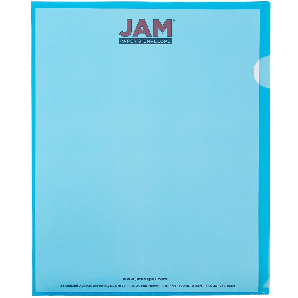 JAM PAPER Plastic Sleeves - Letter Size - 9 x 11 1/2 - Blue Project Pockets - 120 Bulk Page Protectors/Pack