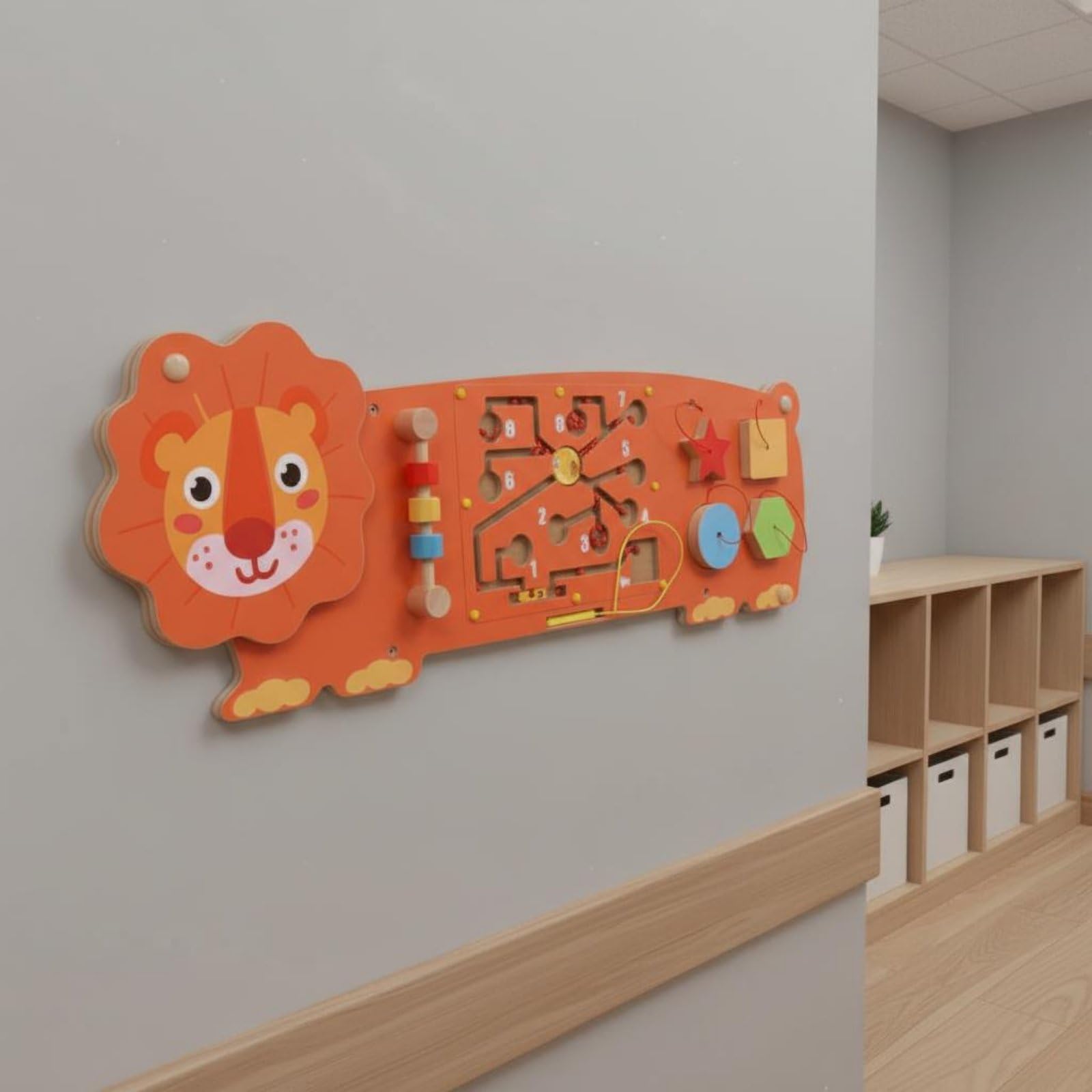 Holzwandspielzeug Wandmontage Wandspiel Holzmaterial Pädagogisch-wandtafel für Vorschulkinder, Kinder, Kindergarten, Elefant, Lernspielzeug, Wandspiel, Montessori-Stil