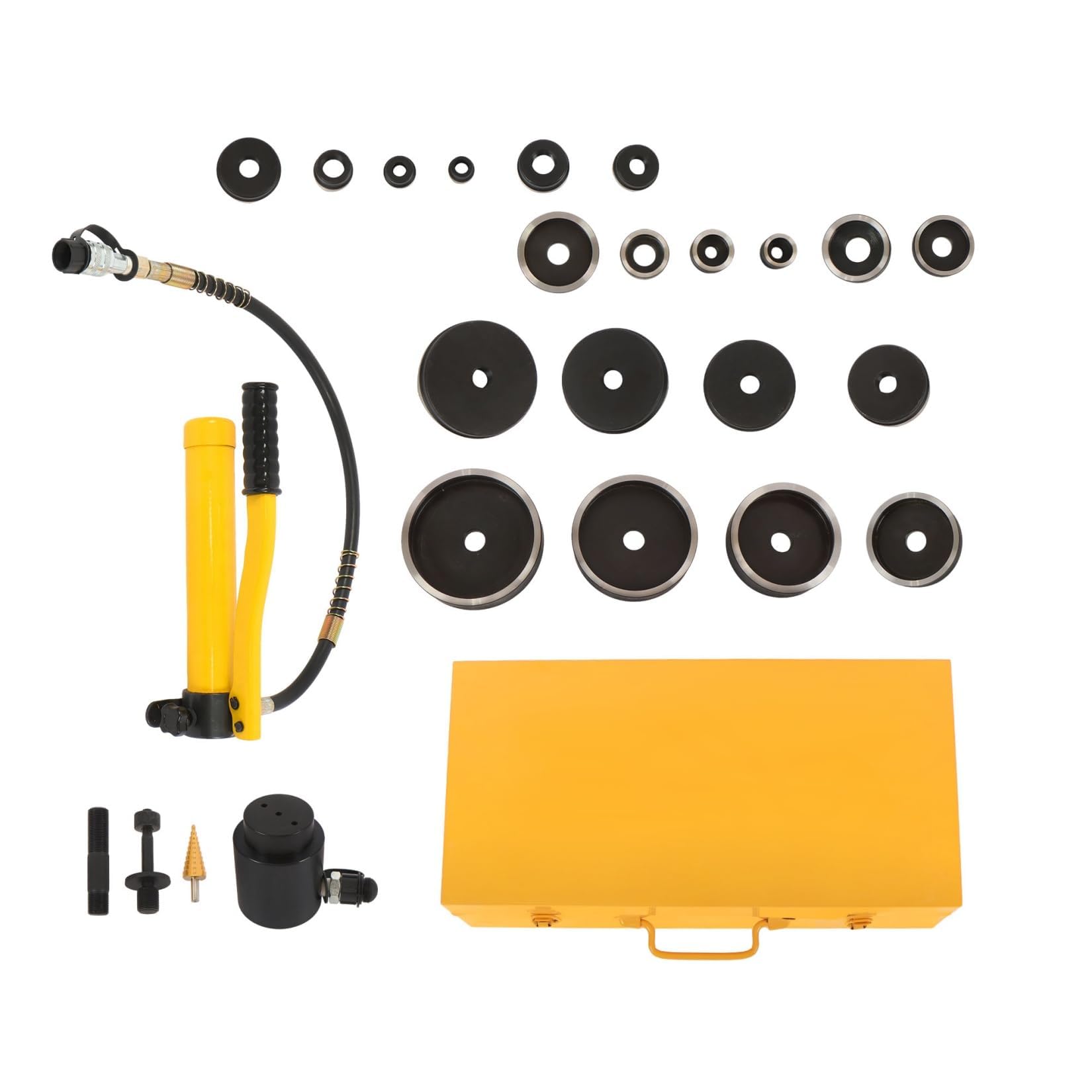 findmall Kit di punzonatura idraulica da 15 tonnellate, set di tagliapasta per condotti elettrici da 1/2 a 10 pollici, con 10 matrici, strumento professionale per punzonatura resistente per pannelli
