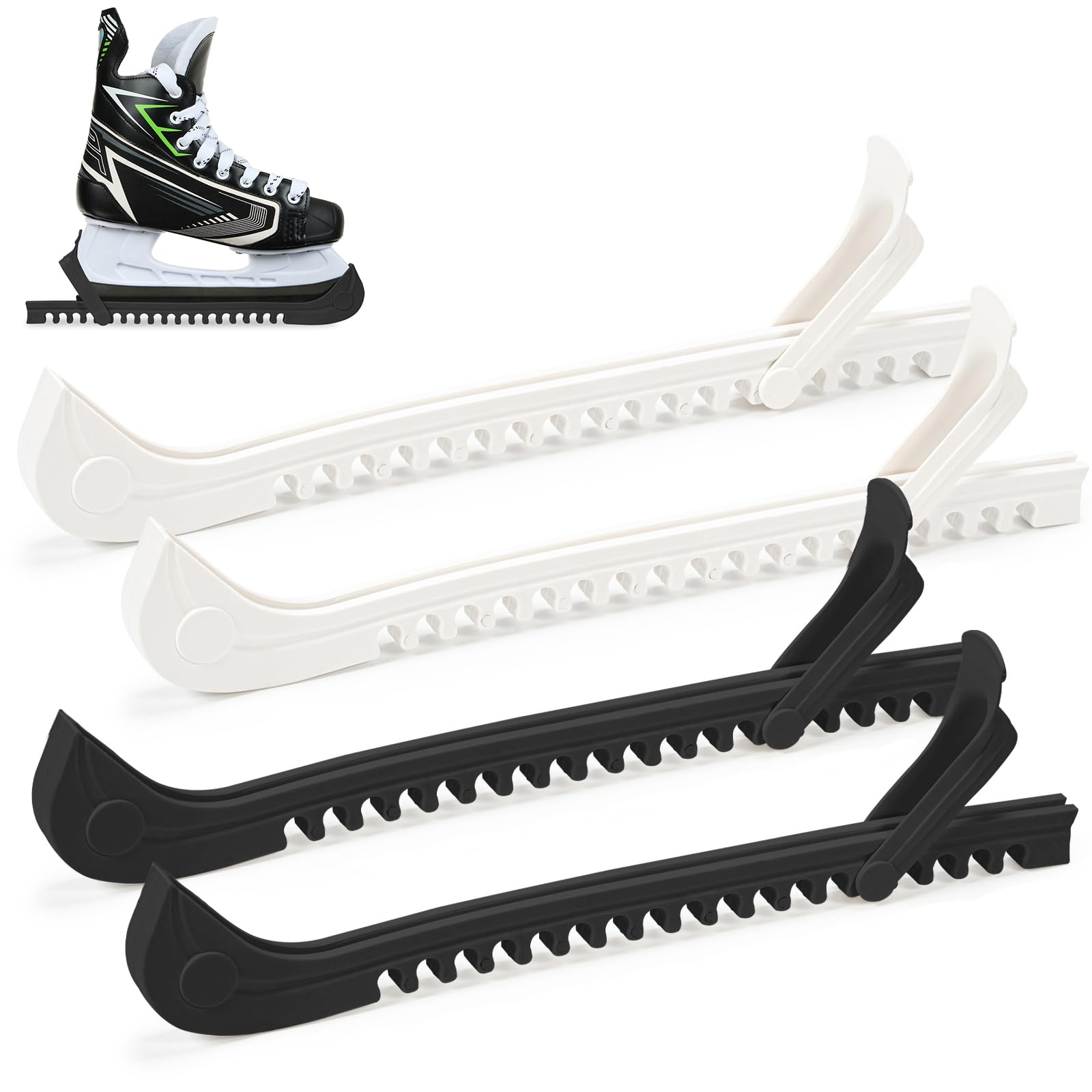 2 paia di pattini da pattinaggio artistico, protezioni regolabili per pattini da hockey su ghiaccio, accessori di protezione per pattini per bambini e adulti (scuro+bianco)