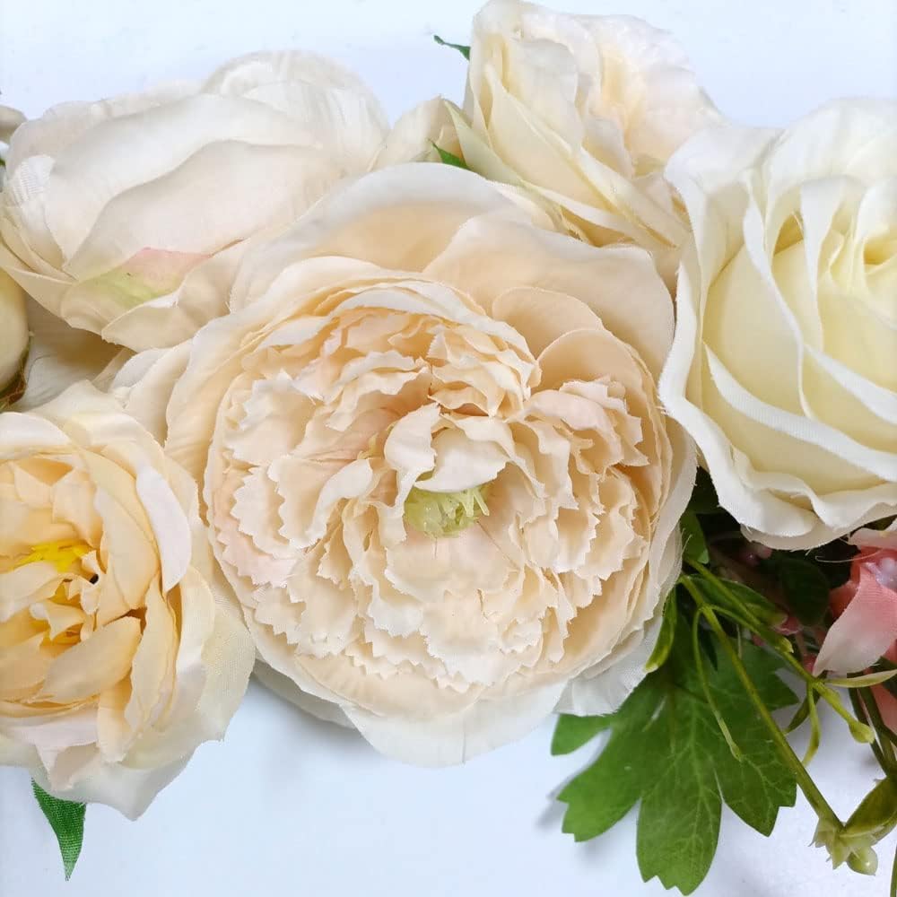 Arch Flowers, OrgMemory Artificial Floral Swags, 20" Length in Bent, Decorative Swag, Artificial Flower Swag for Door Party Wall Home Decor (Champagne)