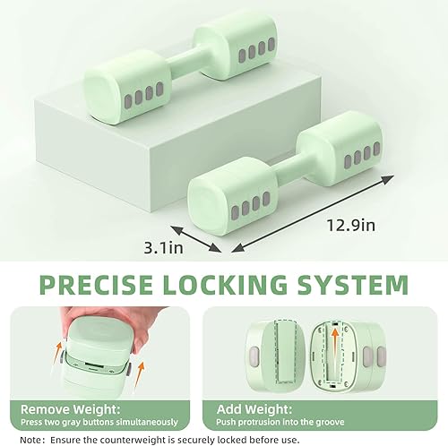 Miniatura 3 de Juego de mancuernas ajustables, total de 13.2 libras con cada 5 niveles de 2.2 libras, 3.3 libras, 4.4 libras, 5.5 libras y 6.6 libras, pesas de