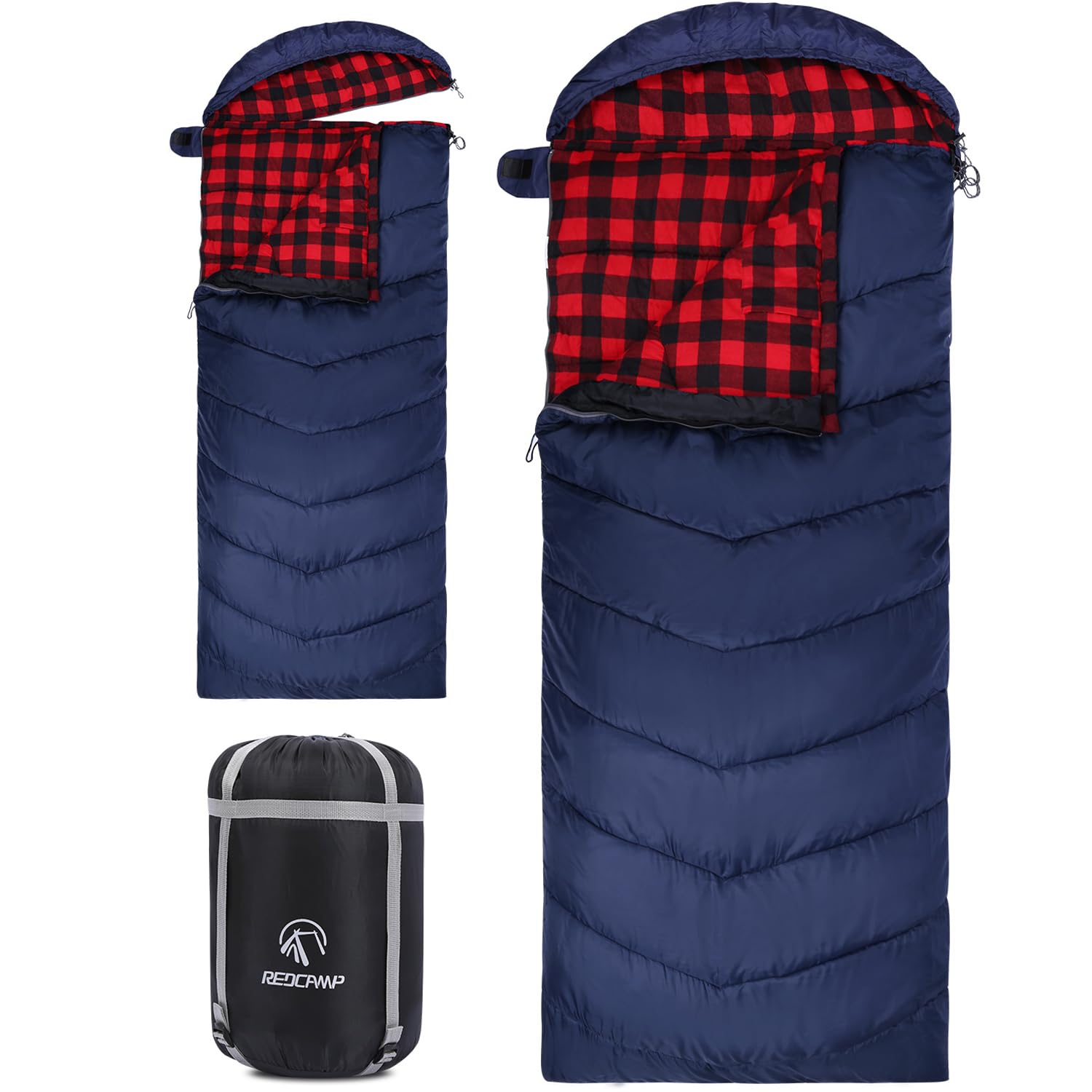 redcamp cotton flannel sleeping bag for camping backpacking, adults cold weather envelope sleeping bags with 2/3/4/6lbs filling
