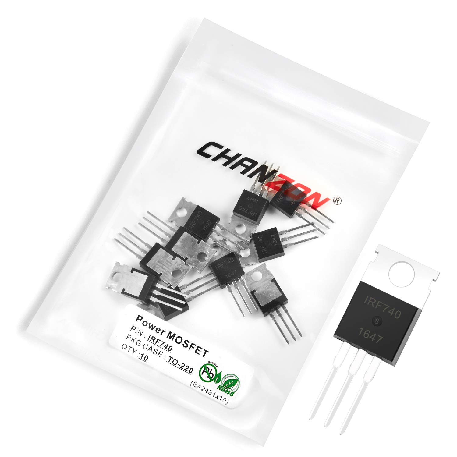 Chanzon 10pcs Genuine IRF740 TO-220 Power Sic MOSFET Transistor IRF740PBF 10A Mosfets Transistor