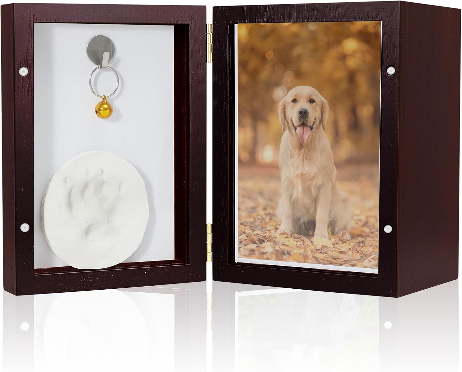 Large Personalised Wooden Pet Memorial Box In Coffee Finish (Paws