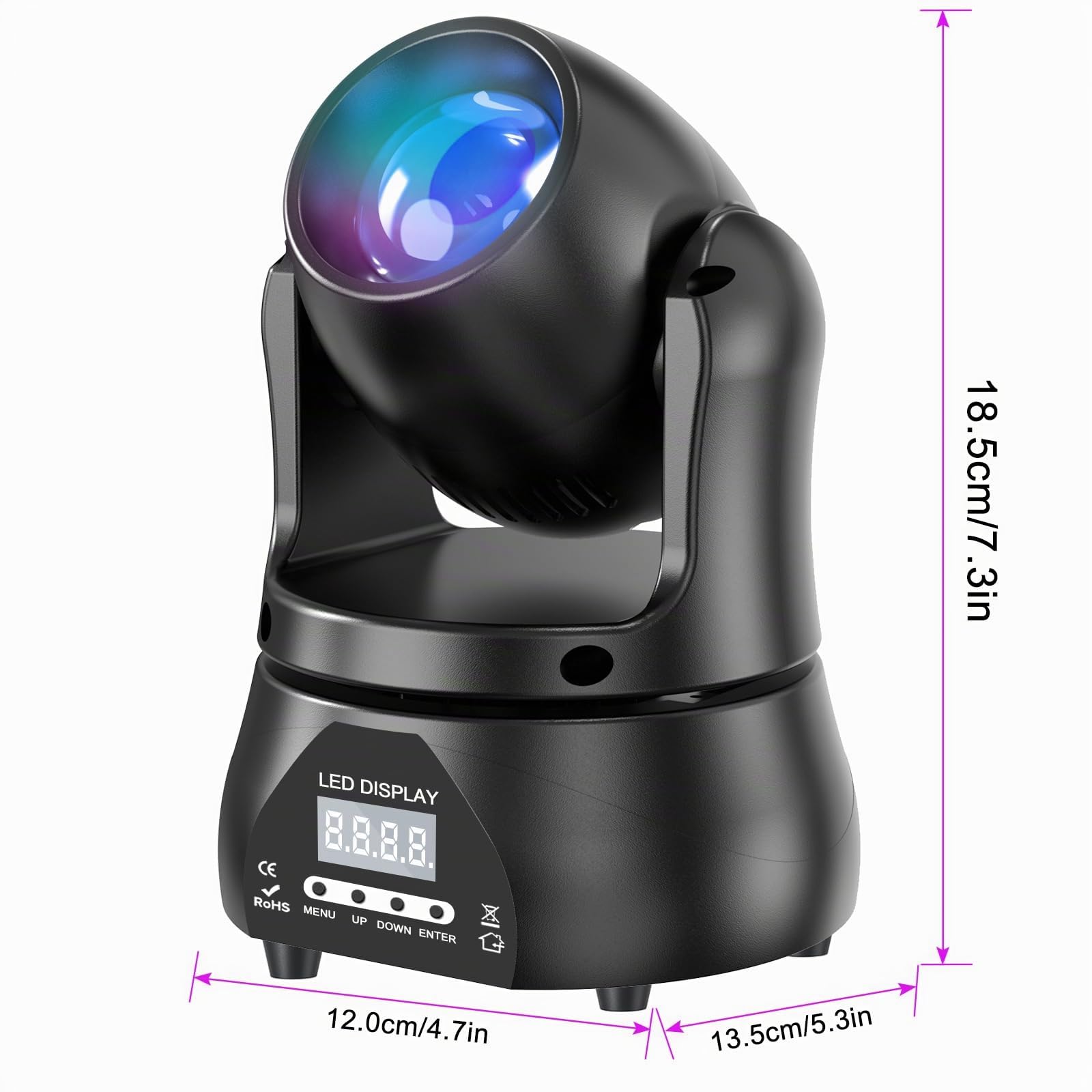 2PCS 60W Mini Moving Head Partylicht, RGBW LED Disco Beam Bühnenlicht DMX512 Sprachsteuerung Lichteffekt für DJ Hochzeit Halloween Club