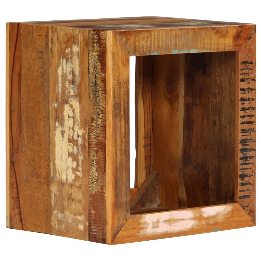 Hocker aus Massivholz 40x30x40 cm Altholz Beistelltisch Rustikal Vintage Couchtisch mit Ablagefach Unikat Massivholzmöbel für Wohnzimmer und Schlafzimmer - Braun