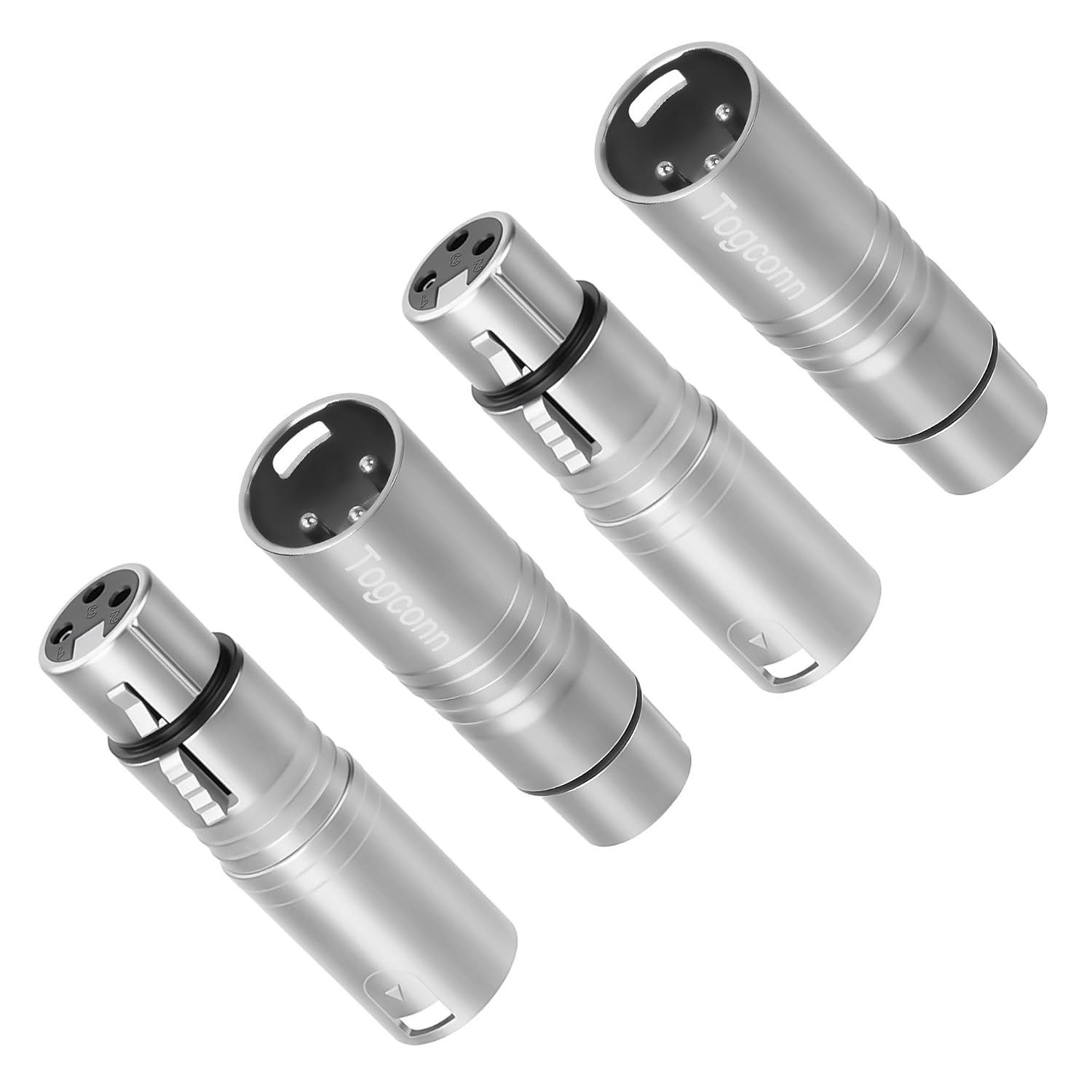 XLR Adapter 2 Pack - 3-Pin XLR Gender Changer Connector, Mic Barrel Extension, Microphone Cable Adapter
