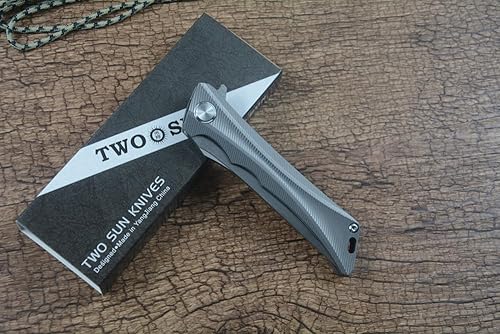 Miniatura 6 de twosun TWO SUN TS59 D2 Satin Blade Folding Knife Titanium Handle Outdoor Camping Hunting Pocket Knife EDC