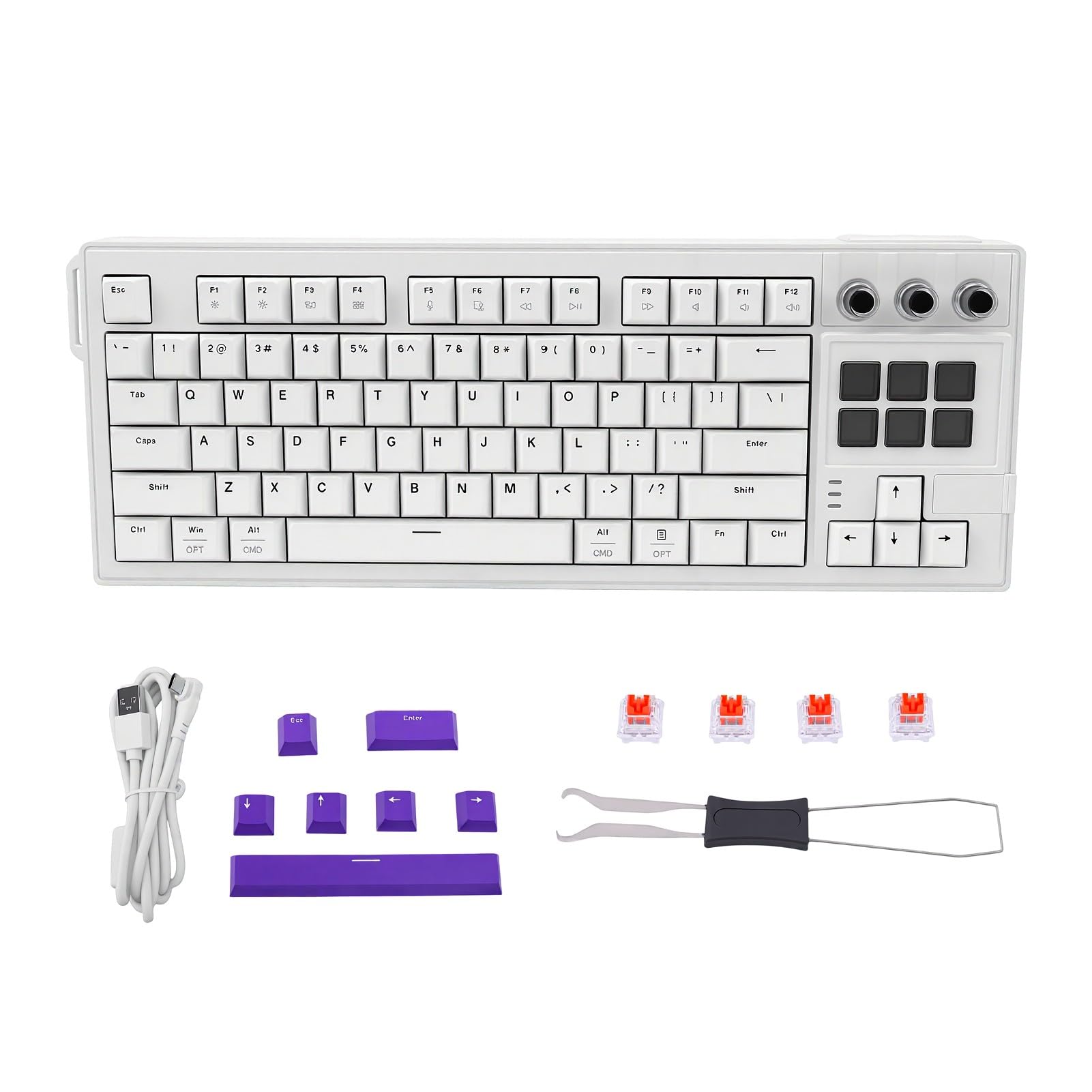 Luocute Tastiera Meccanica da Gaming, Tastiera con Pannello di Controllo LCD e Scorciatoie AI, for Gioco su PC (WHITE)