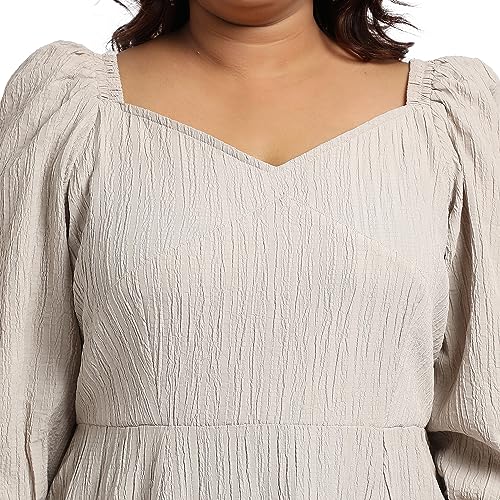 Image of Instafab Plus Women's Dress for Casual Wear | Short Sleeve | Plus-Size Fit | Polyester Fabric | V-Neck Dress Crafted with Comfort Fit for Everyday Wear