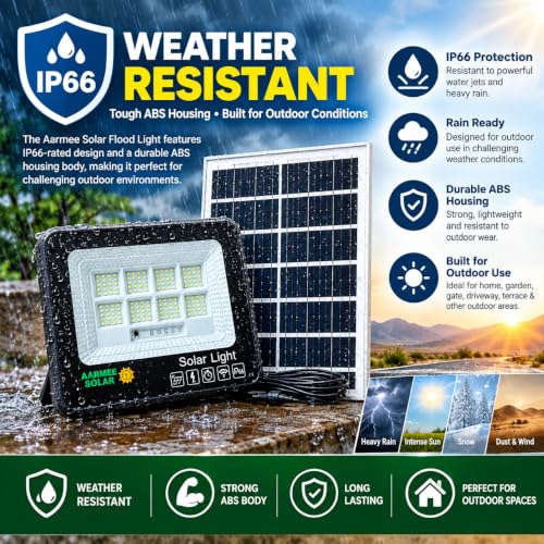 Image of Aarmee Solar Flood Light 100W, 160 LED, Peak Brightness10W, IP65