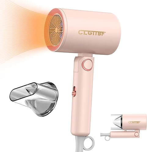Secador de pelo portátil con boquilla, secador de pelo de doble luz azul para mujeres, mini secador de pelo de viaje de 1000 W, rosa disponible en Yaxa Colombia