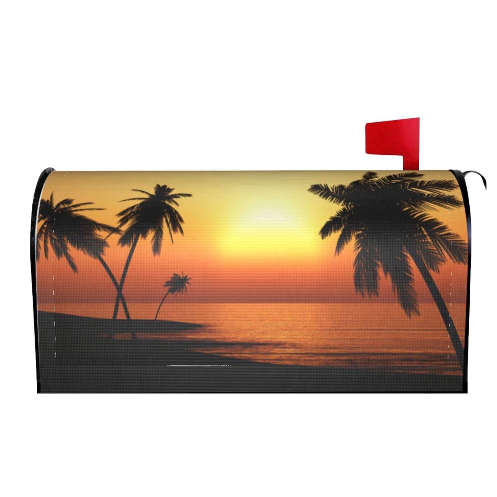 Sunset Beach Palm Trees Mailbox Covers Magnetic Wraps Post Letter Box Cover Garden Home Decor