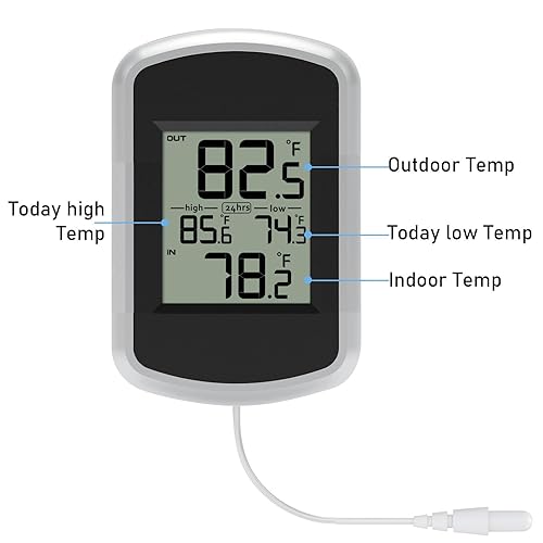 Miniatura 4 de Urageuxy Termómetro para interiores y exteriores, monitor de temperatura con cable, termómetro de sonda impermeable, termómetro de habitación