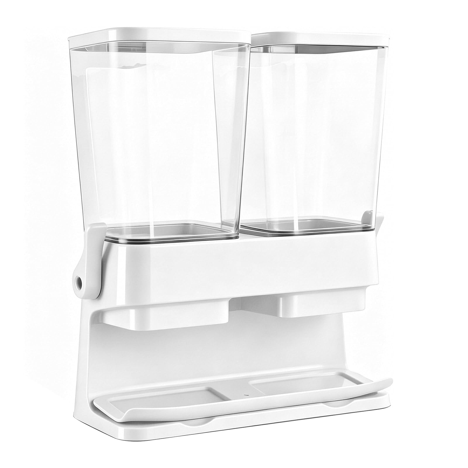 Juego de 2 dispensadores de cereales, 2 dispensadores de cereales de 3 L, a prueba de fugas y aptos para alimentos, recipientes transparentes herméticos para cereales, nueces, granos de café y avena
