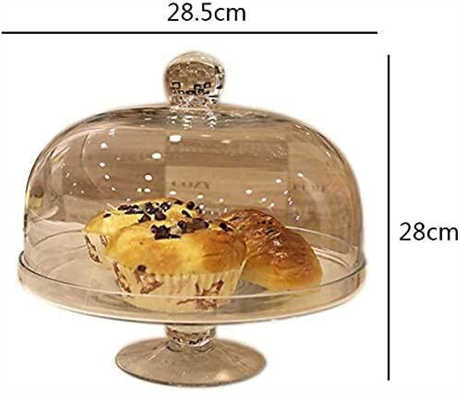 Soporte for Pasteles con cúpula de Vidrio Transparente for Pasteles, cúpulas for Alimentos, decoración de Flores, Tra a Prueba de Polvo(28.5 * 28.5 * 28cm)