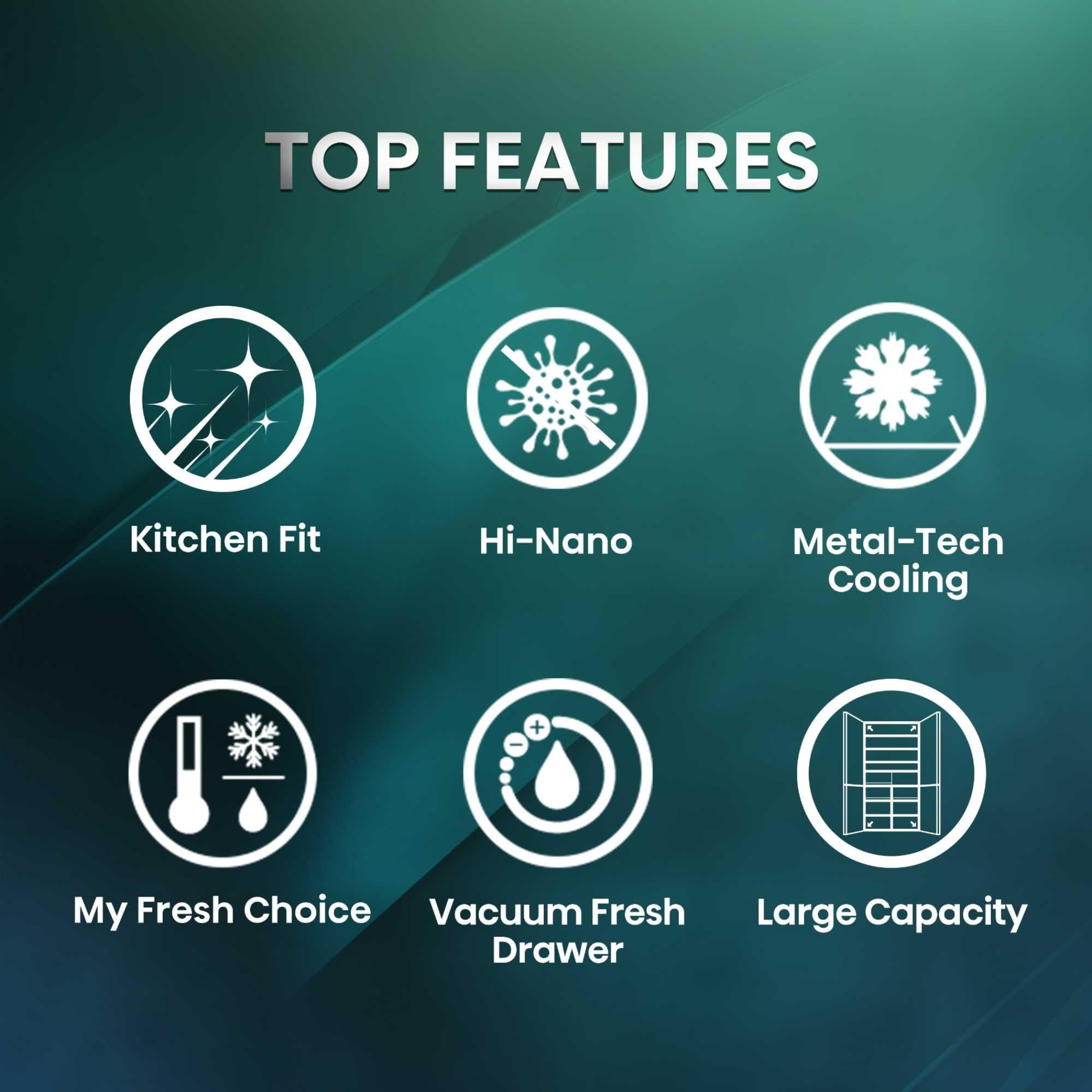 Hisense KitchenFit RQ768N4GVE Total No Frost - Frigorífico americano con múltiples puertas, vidrio plateado, clasificación E