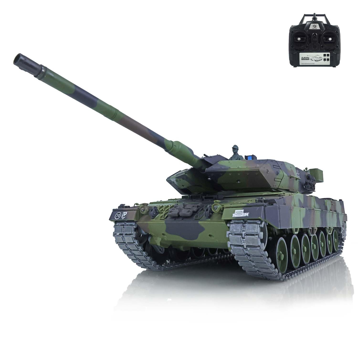 wheelfun Heng Long US in Stock, 1/16 Scale 7.0 Upgraded Metal Ver German Leopard2A6 RTR RC Tank 3889 Smoking 340° Rotating Turret Infrared Combat