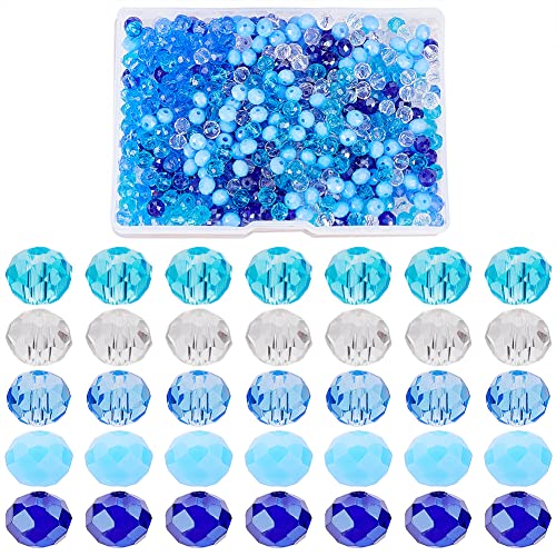 PH PandaHall 500pcs Blue Crystal Beads