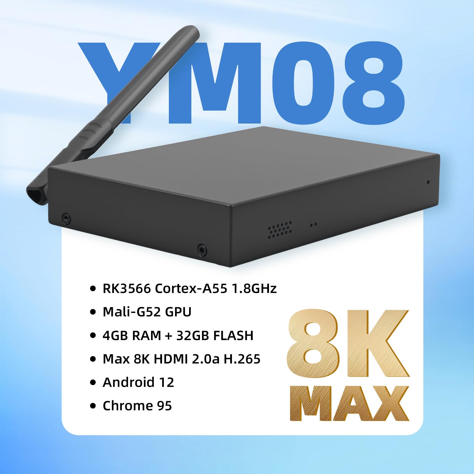 Digital Signage Player Metal Box 4+32G Android 12CMS Remote Publish Advertising Media Player (YM08)